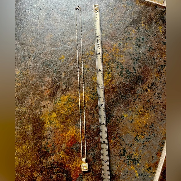 White Gold Diamond Square Pendant Necklace - Picture 3 of 5